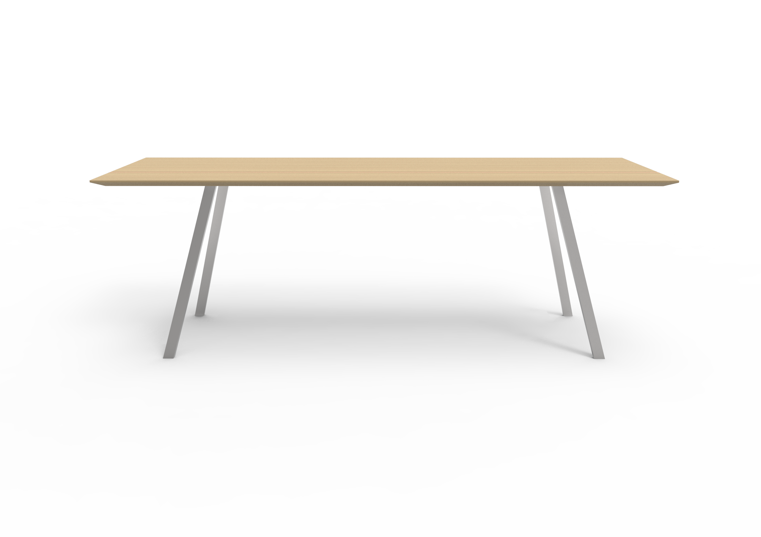 Eine Massivholzplatte, 4 Metallbeine